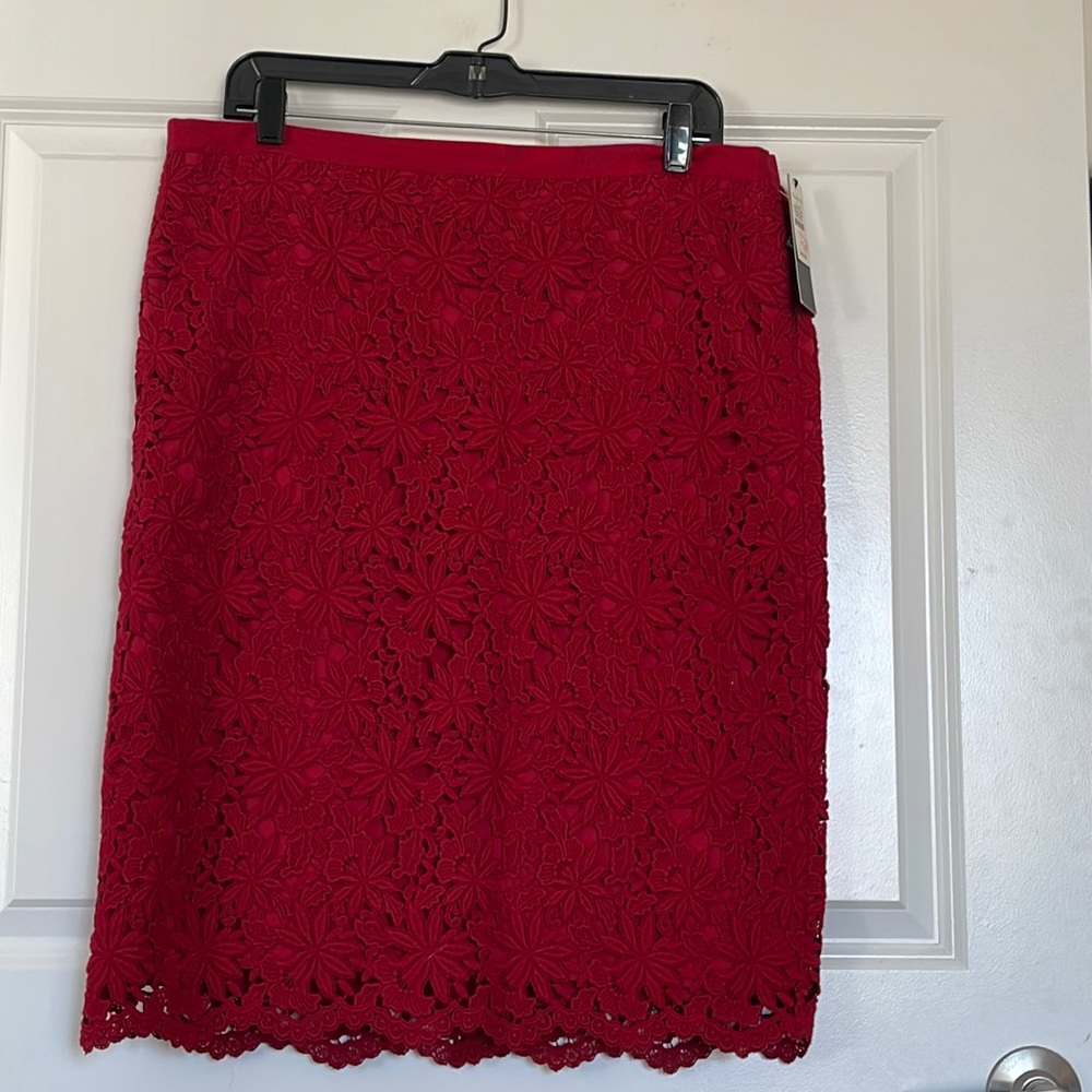 NWT- Red Talbots Lined Pencil Skirt size 14